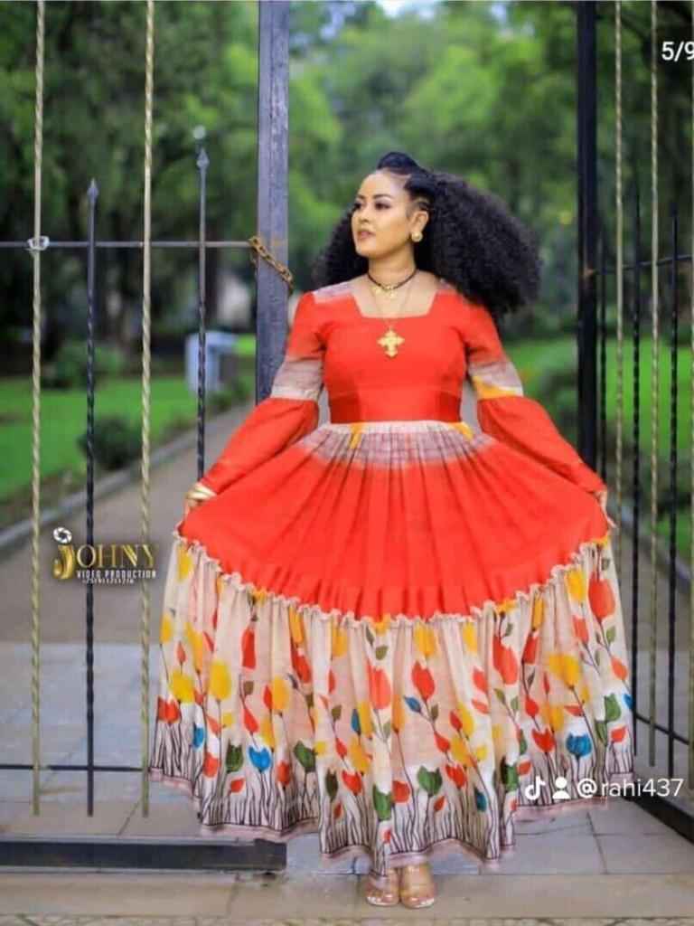 Habesha traditional Chiffon East Afro Dress Buy and Sell Ethiopian