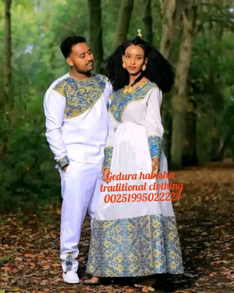 Eritrean And Ethiopian Couple Habesha Traditional Dress East Afro Dress Habesha Dress 
