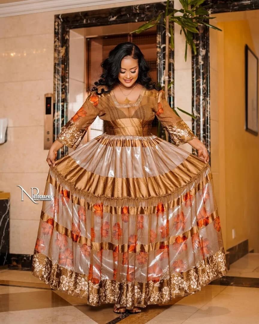 Chiffon kmis  Ethiopian wedding dress, Shifon dress chiffon style,  Ethiopian traditional dress