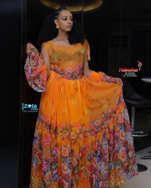 Eritrean and Ethiopian habesha traditional dress Chiffon / Shiffon