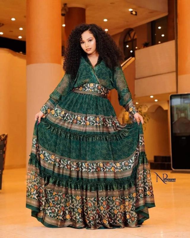 Eritrean and Ethiopian habesha traditional dress Chiffon / Shiffon -  Habesha dress