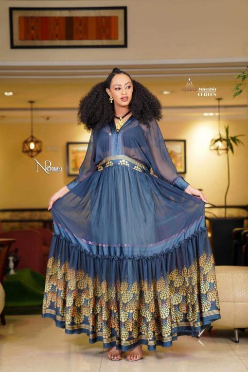 Eritrean and Ethiopian habesha traditional dress Chiffon / Shiffon