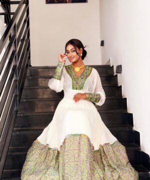 green emerald velvet dress Kunjena Ethiopian Dress 2023 main image 0